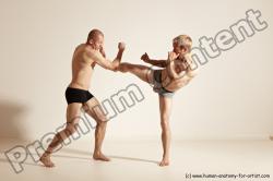 Underwear Martial art Man - Man White Moving poses Slim Short Blond Dynamic poses Academic